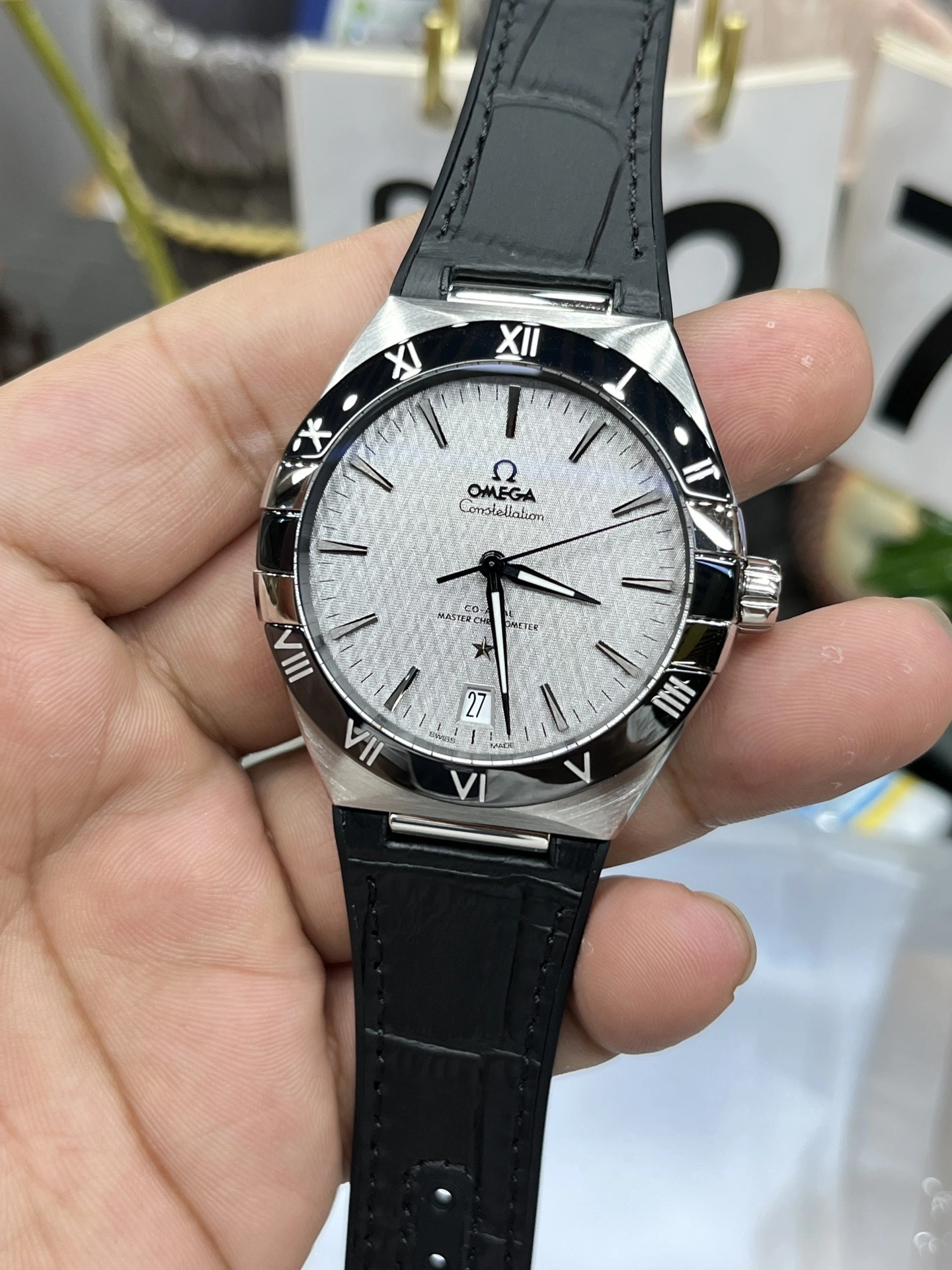 GoAnywhere CBD Factory Omega Constellation 41mm Steel Black Ceramic Bezel Silver Silk Dial (131.33.41.21.06.001) 1:1 Super Clone – DD8900 Movement 313